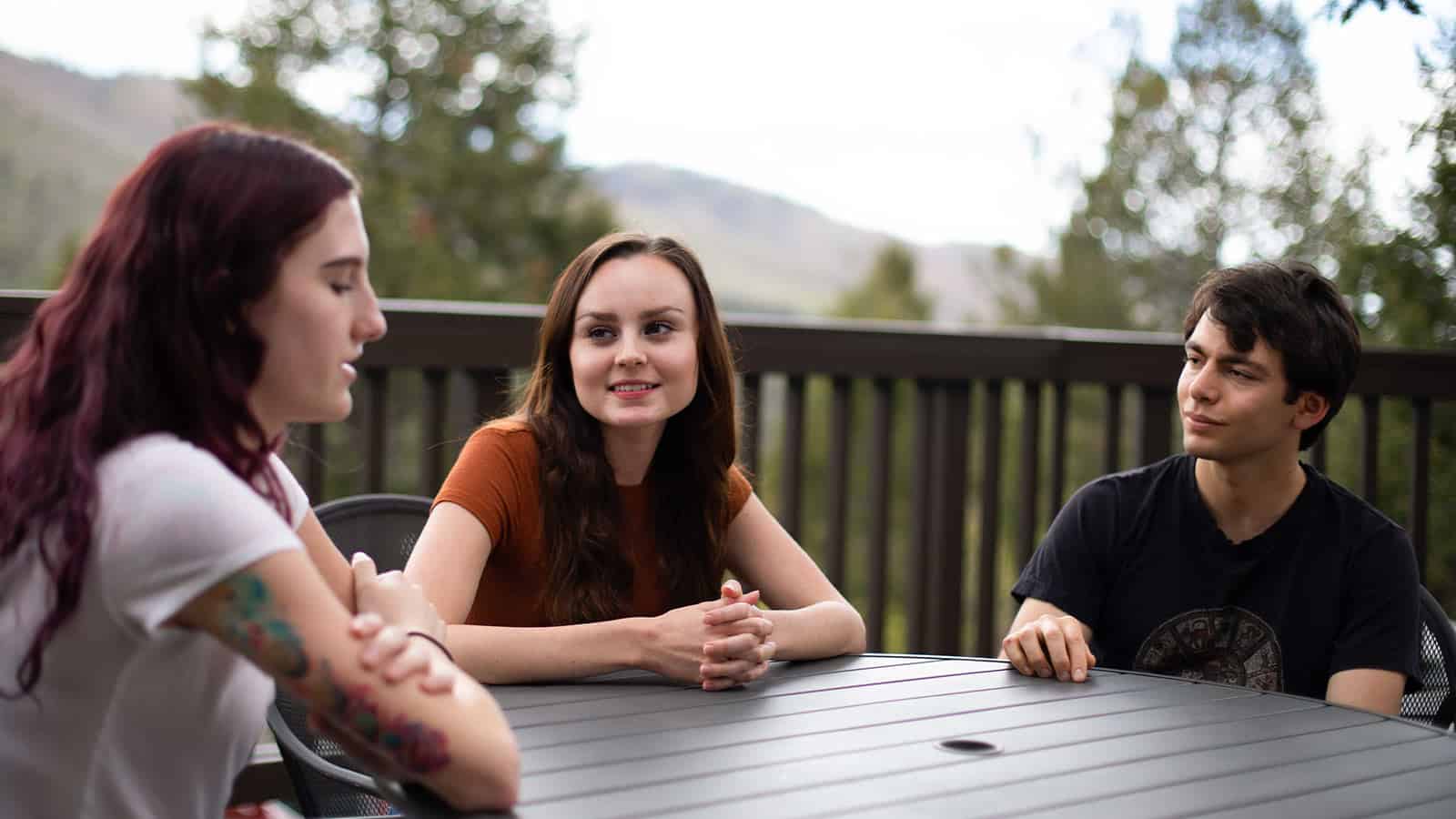 Teens in group therapy session at Sandstone Care Teen Addiction and Mental Health Treatment Center at Cascade, Colorado