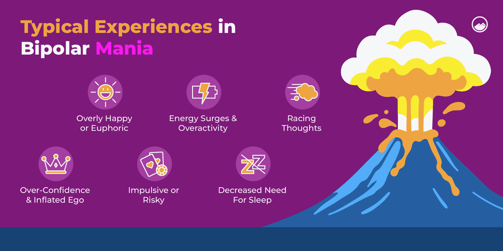 a cartoon of a volcano with a lot of different types of things