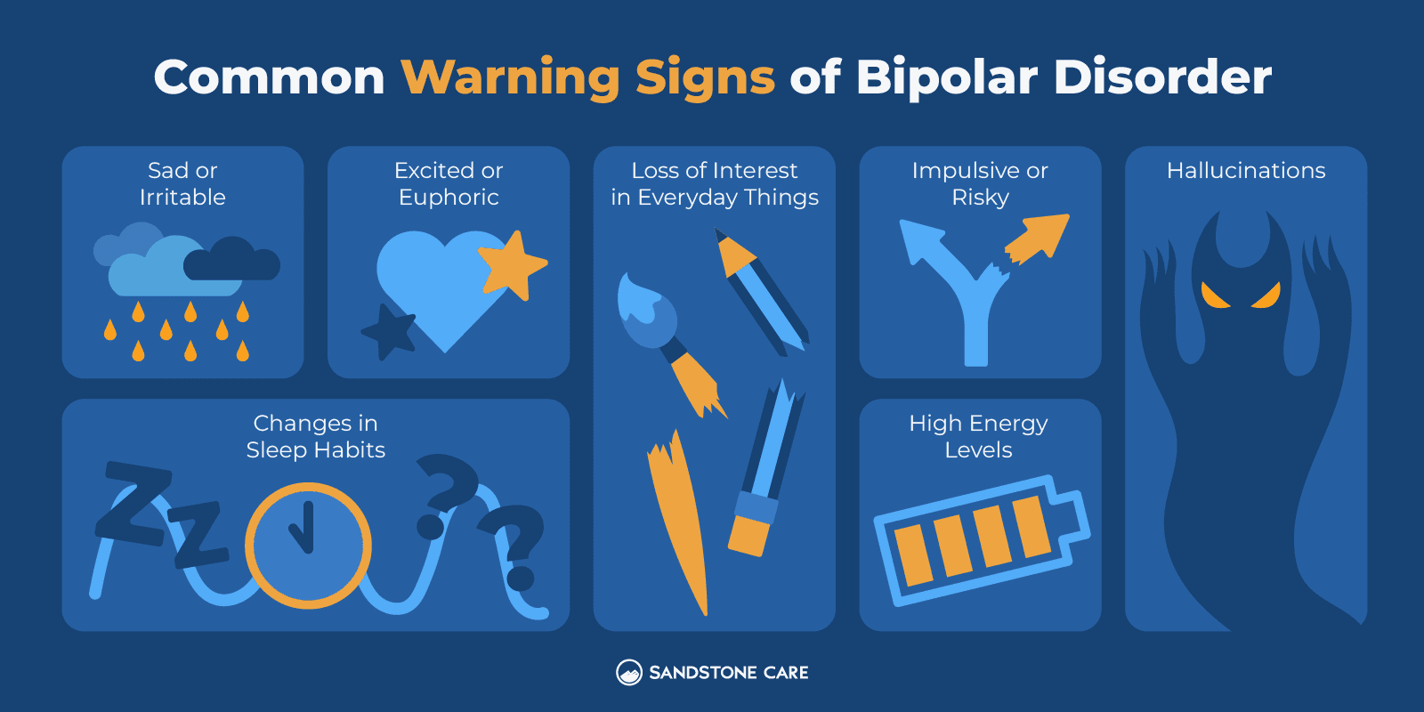 a diagram of common warning signs of bipolar disorder