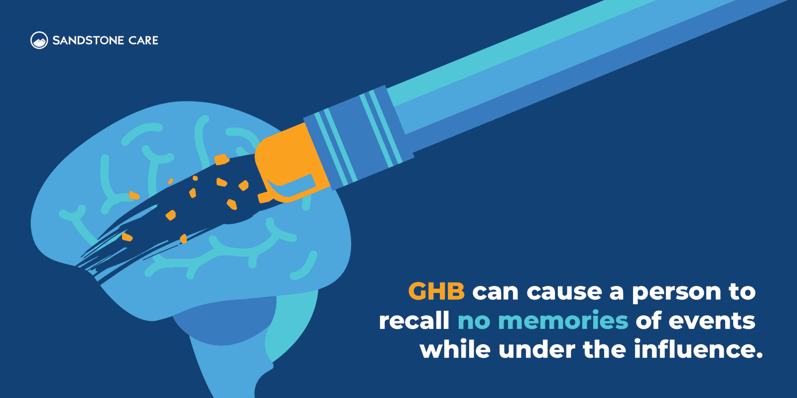 a blue poster with a pencil and a brain with the words ghe can cause a person to