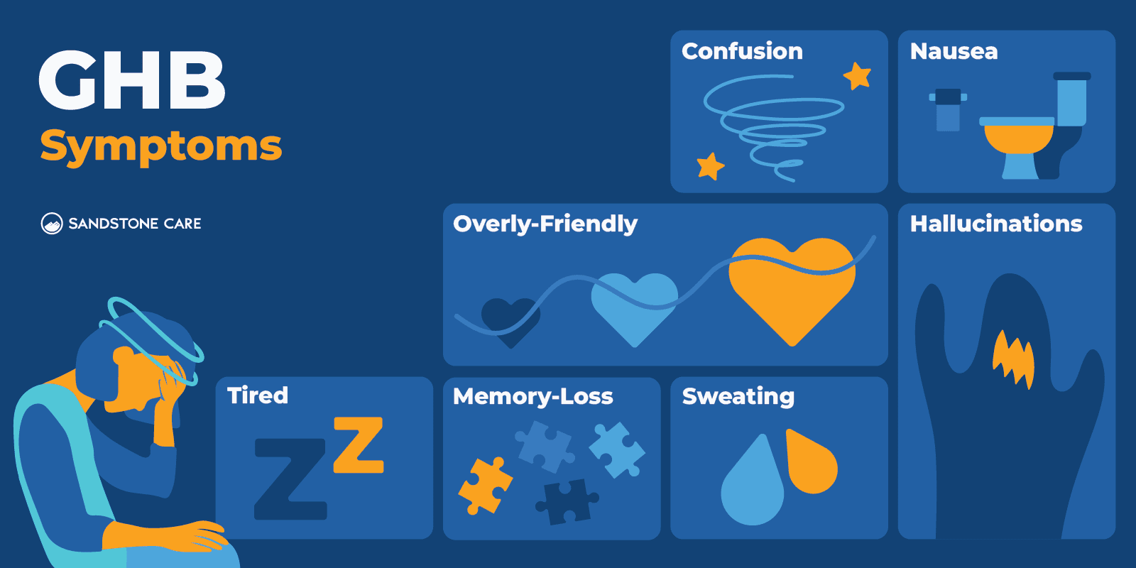 a close up of a person sitting on a chair with a bunch of signs