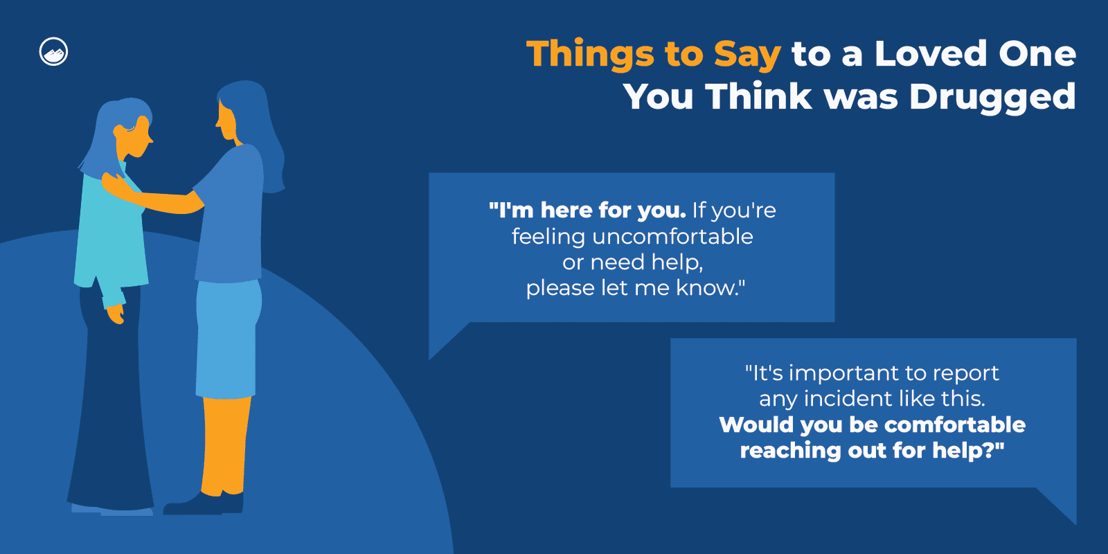 a woman and man standing next to each other with a speech bubble above them