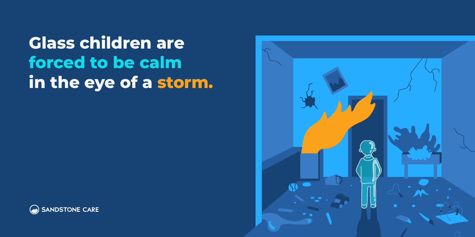 there is a cartoon of a person standing in a room with a fire