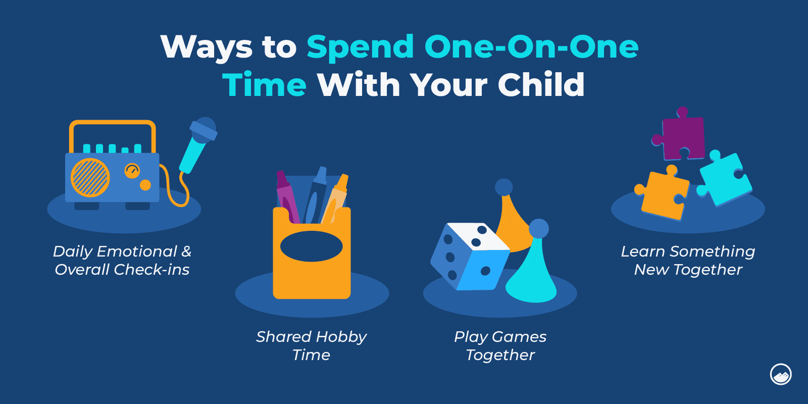 a blue background with a few different things to do with your child