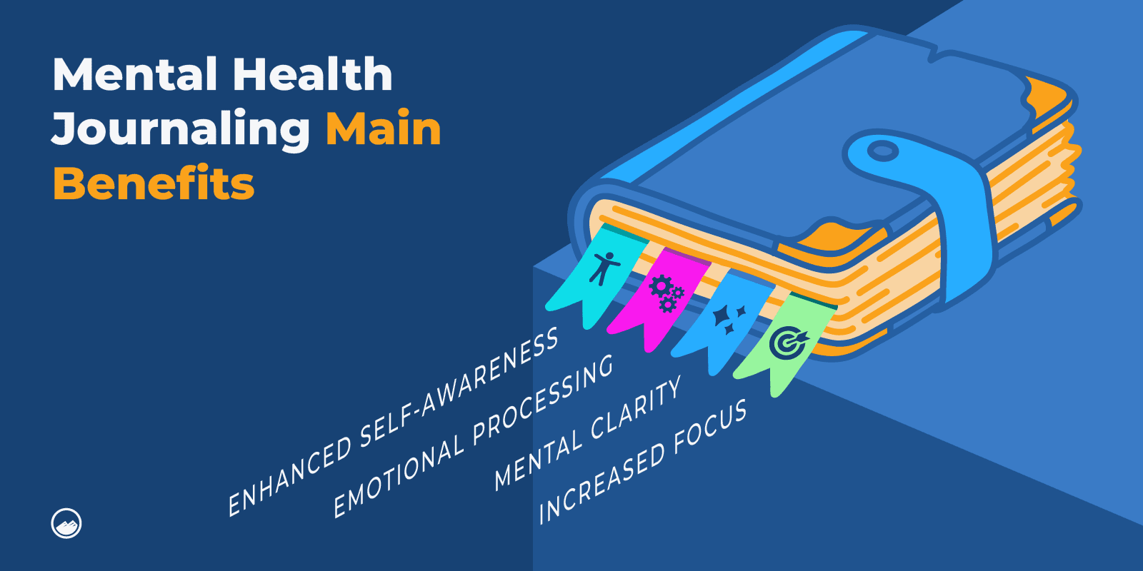 a blue and white image of a book with the words mental health journal main benefits
