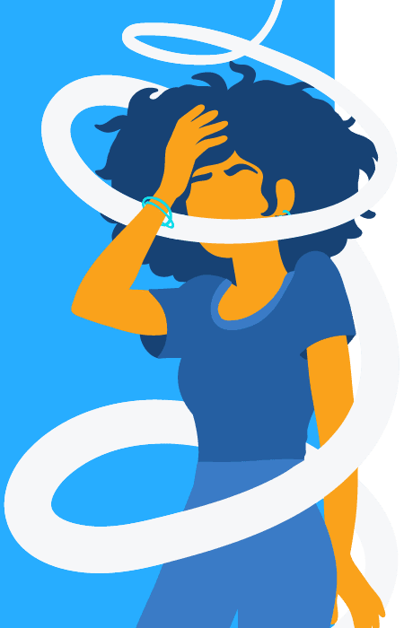 illustration of a woman with a hula hoop around her head