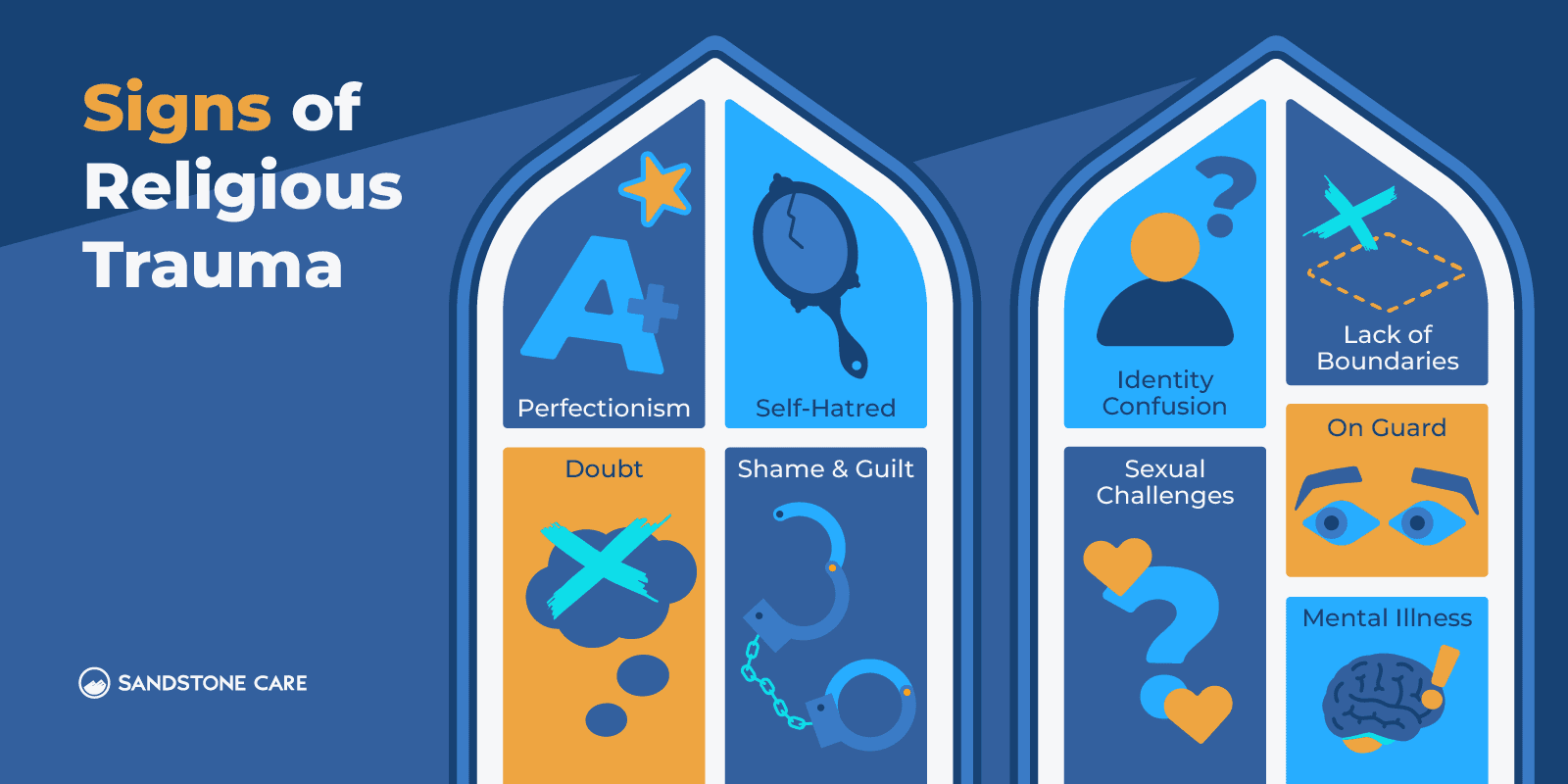 a graphic of a religious window with a few different religious symbols