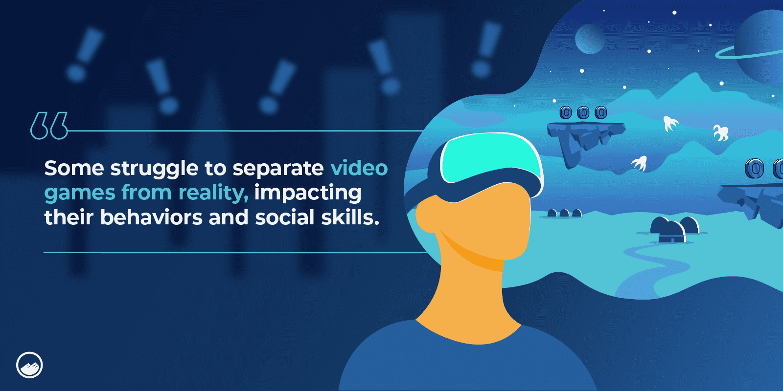 there is a man with a virtual headset on and a video game in the background