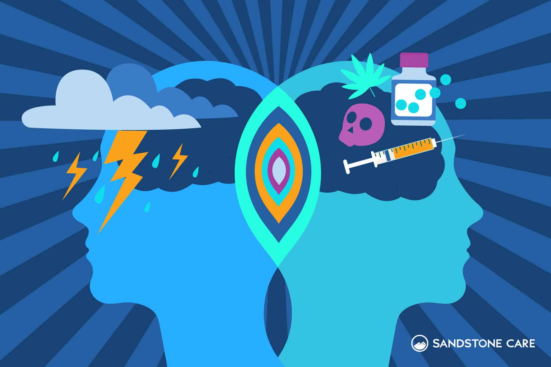 Two heads joined together to symbolize dual diagnosis treatment.