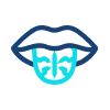 a close up of a blue and green pixel lips