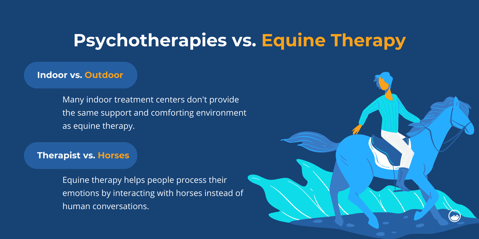 a woman riding a horse with a text that says psychotherapys vs equine therapy
