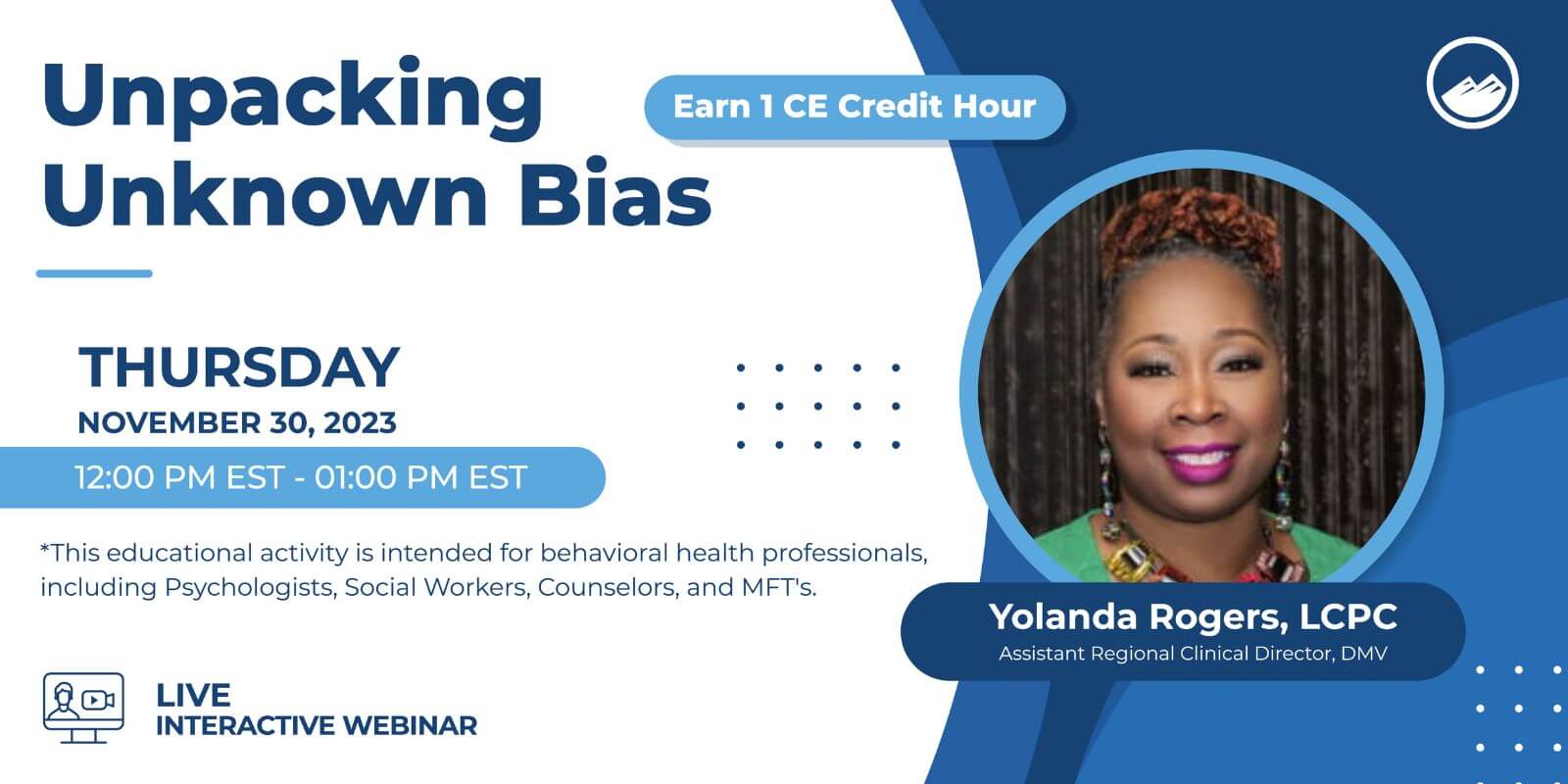 a poster for the upcoming webinar, unpacking unknown bias